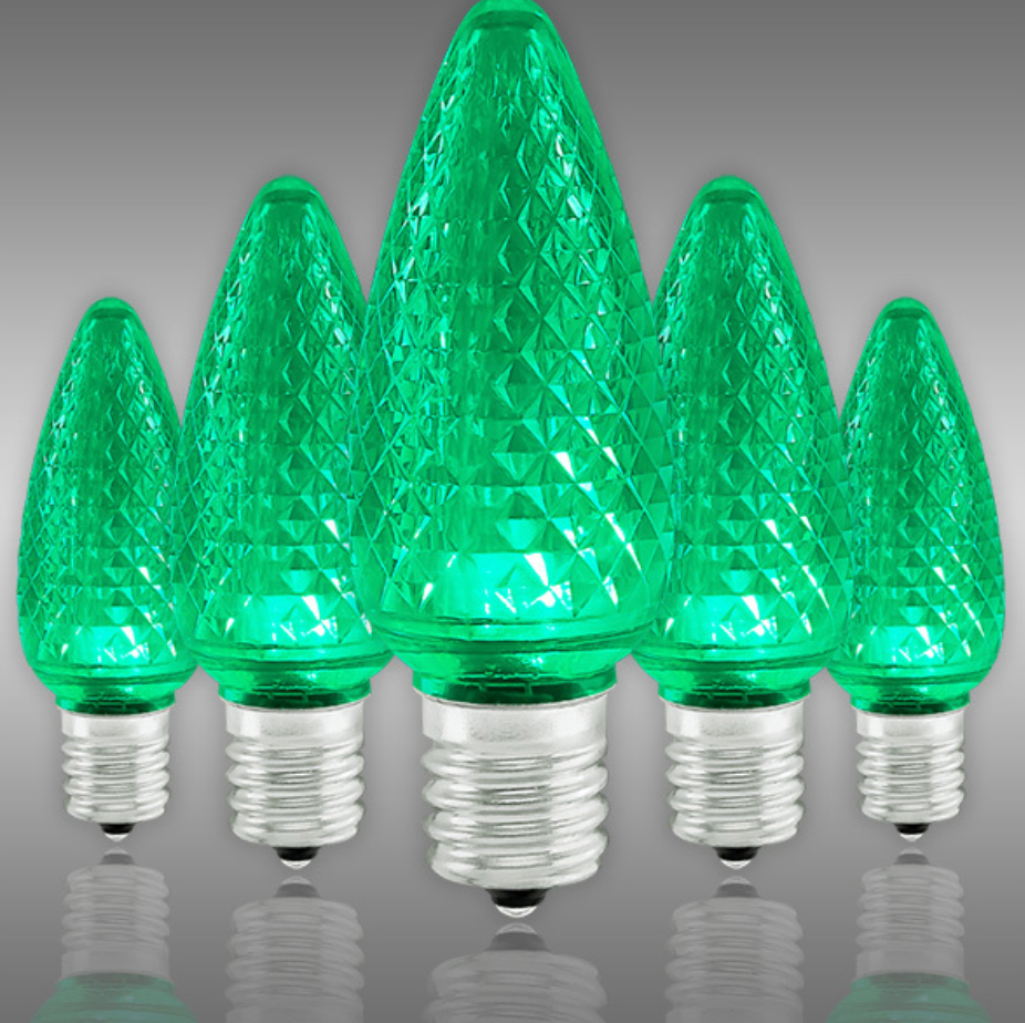 Mr Light C9 LED Bulbs — Green, 5 Pack